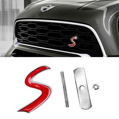 3D-rotes S-Abzeichen für den vorderen Grill, Metall-Emblem für MINI Cooper S