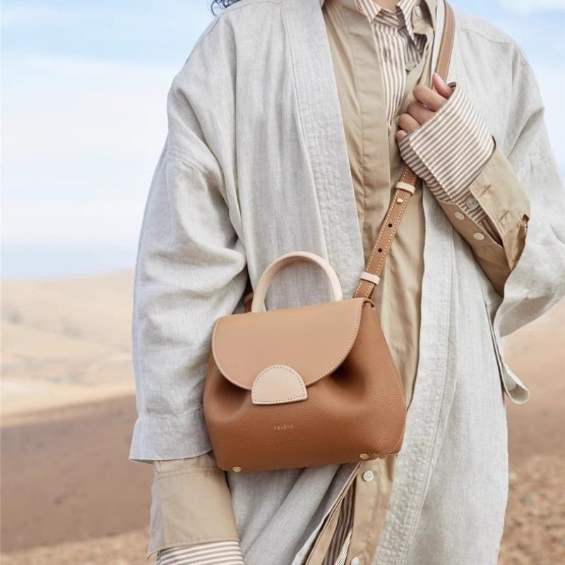 Light Luxury High-end Polene Classic Smiley Face Bag Cowhide Texture Niche Design Single Shoulder Crossbody Pig Bag Versatile