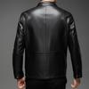 Men's Stand Collar Leather Jacket Autumn and Winter New Velvet Men's Leather Jacket PU Middle-aged Leather Jacket Men's Clothing