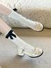 French white thick heel Mary Jane shoes women's 2025 new spring versatile bow fairy style light mouth single shoes