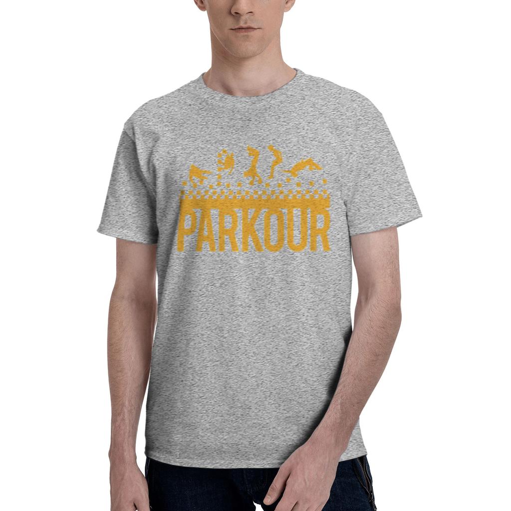Yellow Mens T Shirt Parkour Unique Tee Shirt Short Sleeve Round Collar 100 Cotton Summer Clothes TShirt