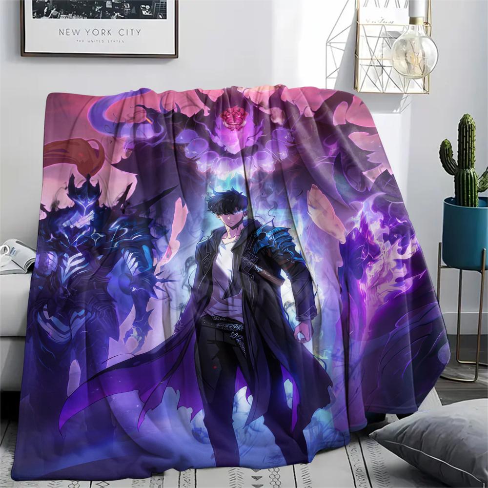 1PC Solo Leveling Print Flannel Blanket, High quality Comfortable for All Seasons, Home Decor, Warmth and Comfort, Perfect for Christmas Gifts170