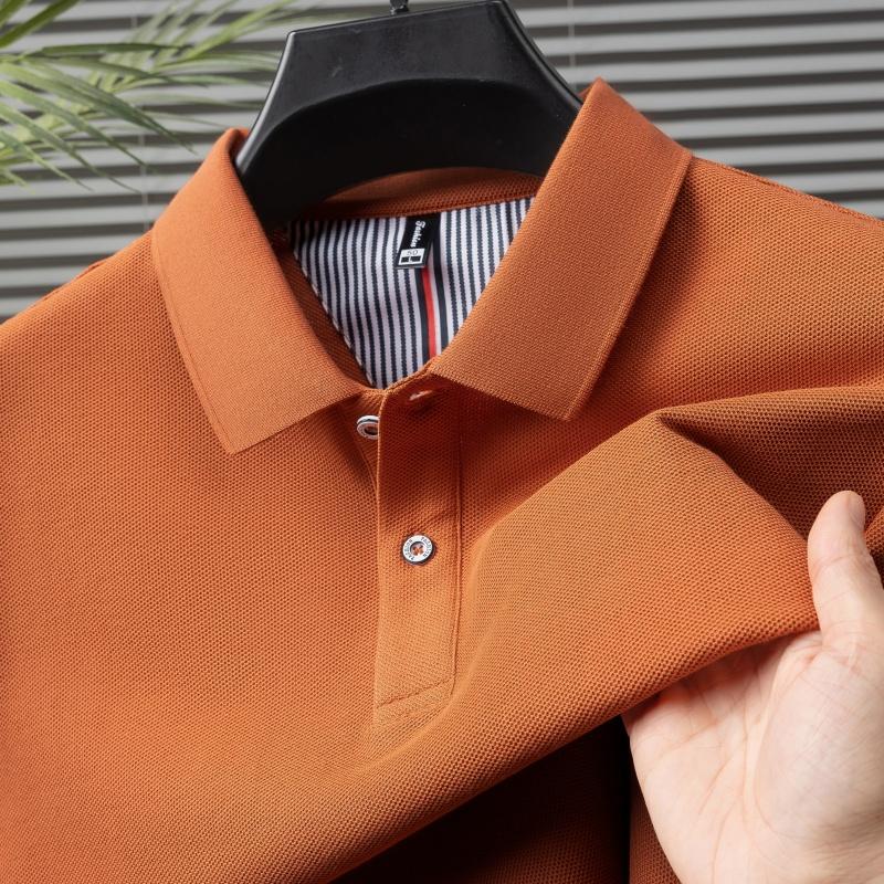 2025 Summer Men's New Solid Color Pure Cotton Loose Business Casual Polo Shirt