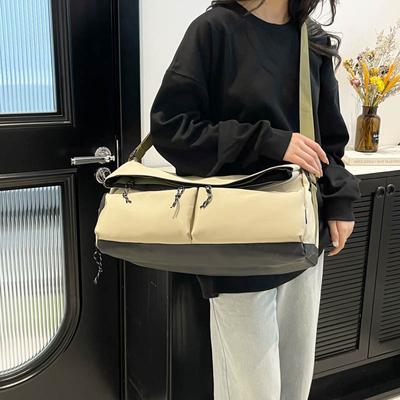 Fashion Trend Men and Women Store Large Bags and Go Out for Leisure and Sports Versatile Solid Color Simple Large Capacity Shoulder Messenger Bag