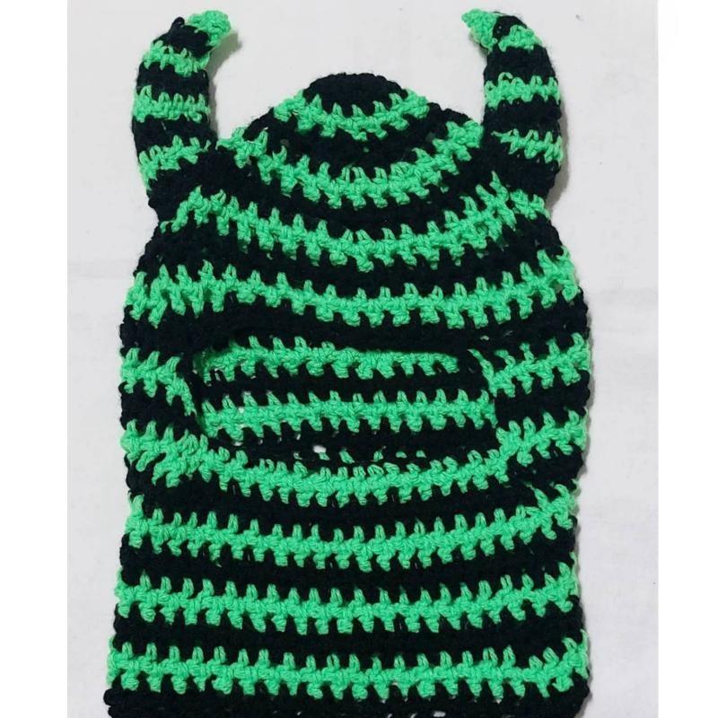 Y2K Style Crochet Halloween Party Cow Horn Parent-Child Ski Mask Hat