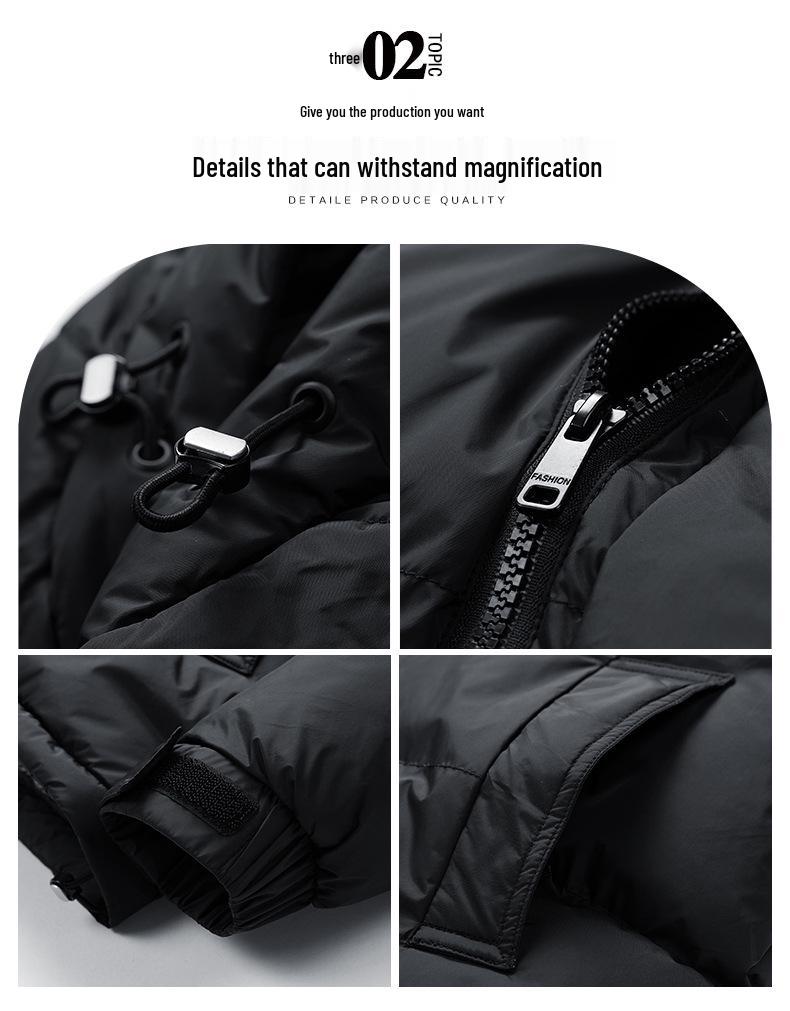 Herren Trendy Kapuzen-Wintermantel Schwarz-Gold Graphen - Lässig, Dick, Vielseitige Oberbekleidung