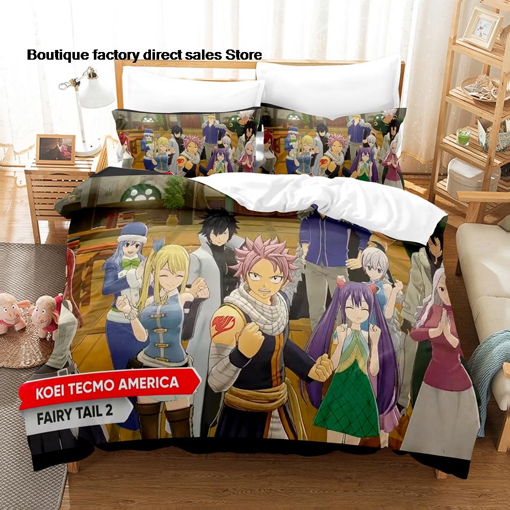 3D Printed Fairy Tail Anime Bedding Set Duvet Cover Pillowcase For Fans Bedroom Decor Twin Full Queen King Size Bed Linen
