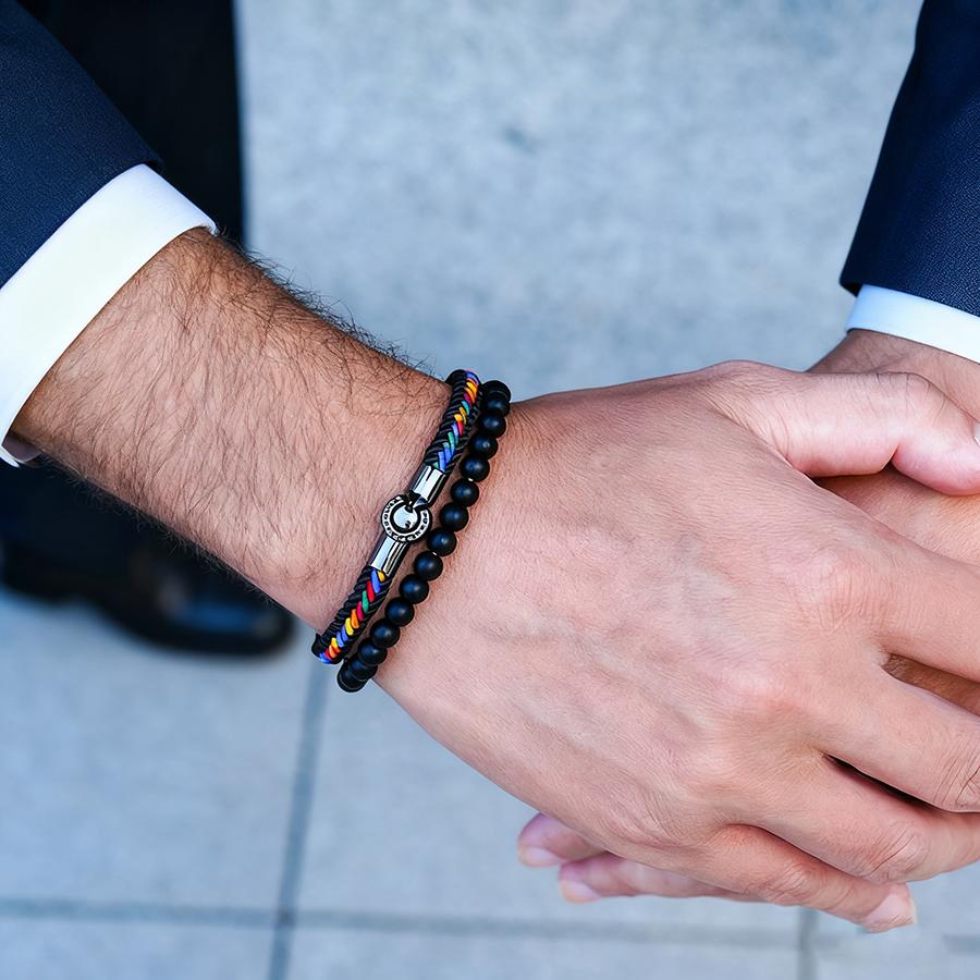

Unique 2Pcs Men Bracelet Set Selected High Quality Environmentally Friendly Materials Office Wrist Accessories Leisure Versatile