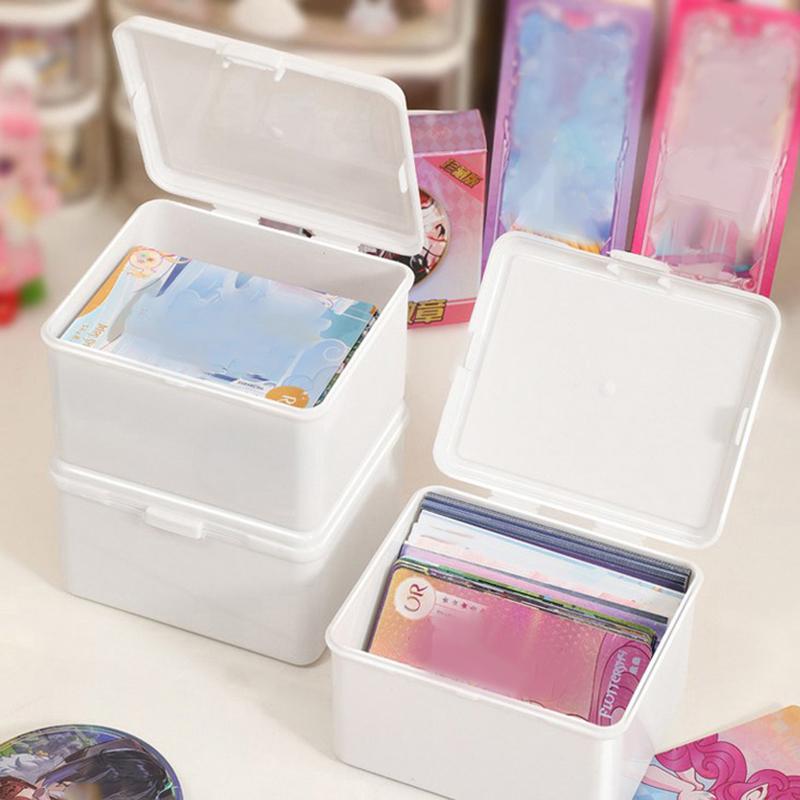 White Storage Box Stackable Sundries Storage Organizer With Cover Dustproof Stationery Storage Case Home Organization Holder