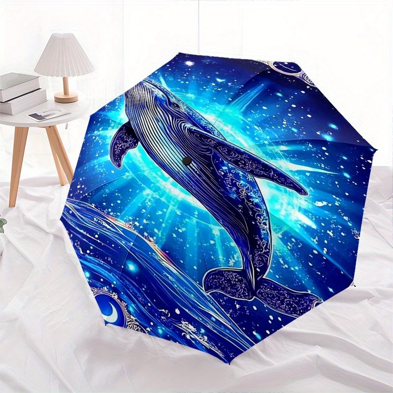 Whale, Cosmic Theme 8 Bone Hand Automatic Folding Fashion Umbrella, Compact and Portable Design, A Perfect Gift for Birthday, Christmas or B