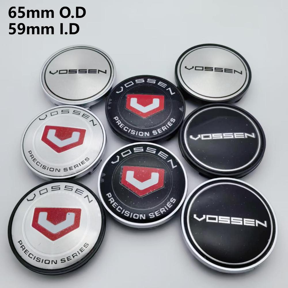 4 Stück 65MM Clips 59MM Vossen Logo Emblem Auto Radnabendeckel Räder Nabenkappe Felge Radkappen Staubschutz Ersatz Auto Zubehör