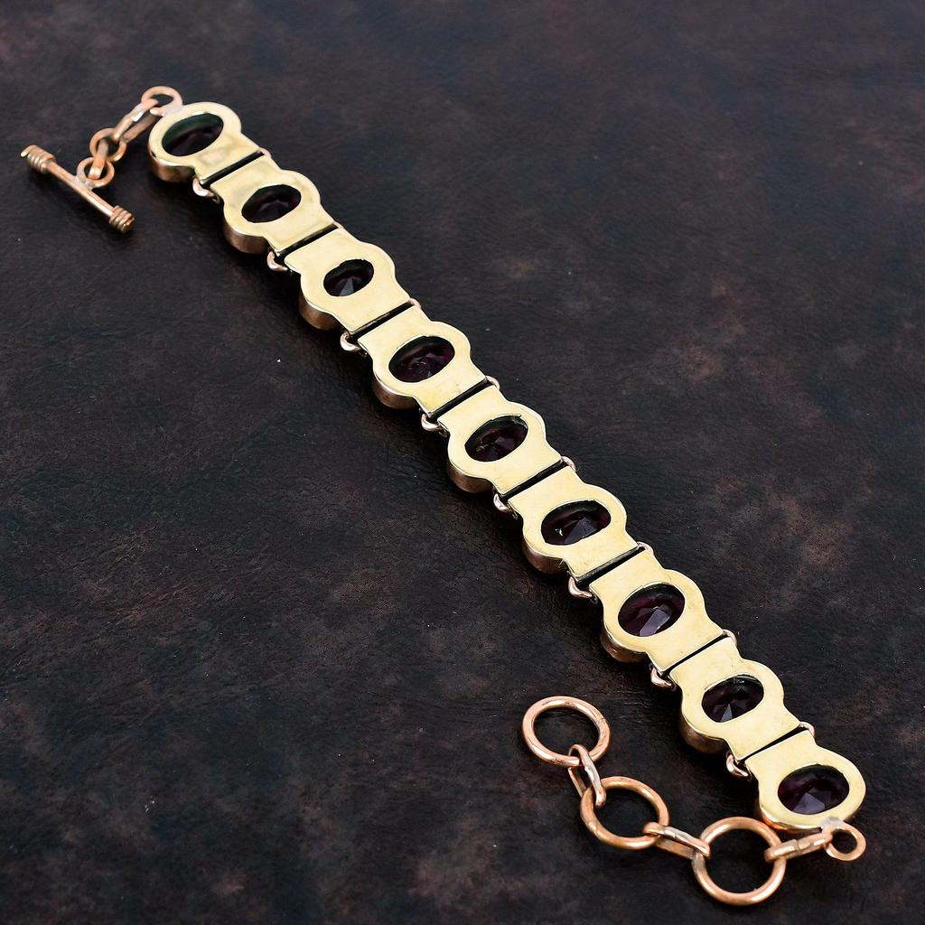 Facettiertes Rubellit-Armband Kupferarmband verstellbares Kettenarmband handgefertigtes Edelsteinarmband Rubellit-Kupferschmuck Jubiläumsgeschenke
