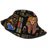 Egyptiska hieroglyfer och gudar på svart hinkhatt för sommarsemester Egypten Hängande hatt Bob Fiskarehatt Ispoti Keps