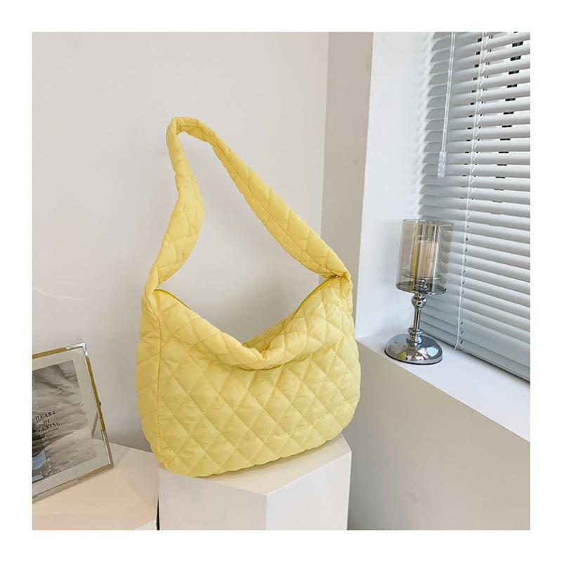 New Retro Large-capacity Nylon Embroidery Thread Rhombus Large-capacity Tote Bag Women's Shoulder Bag Messenger Bag Women's