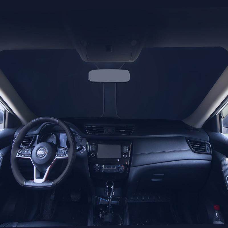 Silver Coated Double Ring Front Windshield Sunshade - Titanium Heat Insulation, Anti-UV, Aluminum Foil Sun Blocker.