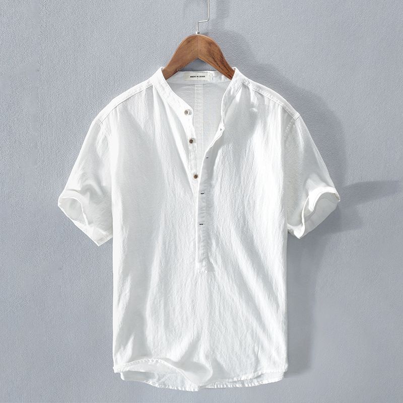 

Летняя футболка Intage Pure Linen с коротким рукавом для мужчин, тонкая однотонная мужская одежда, большой размер 5XL M белый