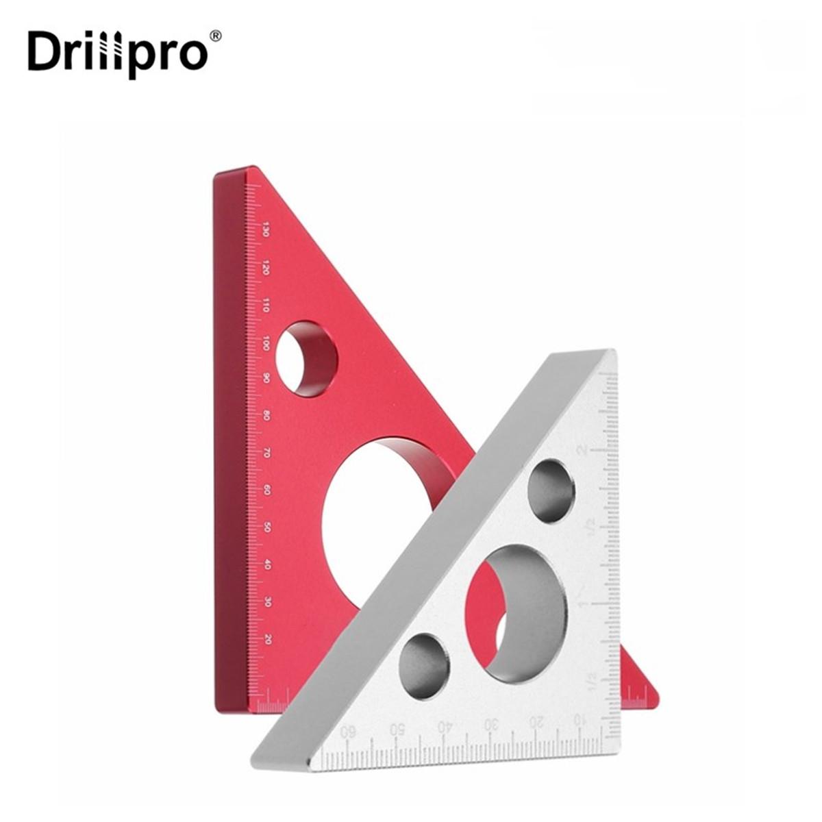 

Drillpro 90-градусная линейка из алюминиевого сплава, метрическая дюймовая треугольная линейка для деревообработки - маленькая Small