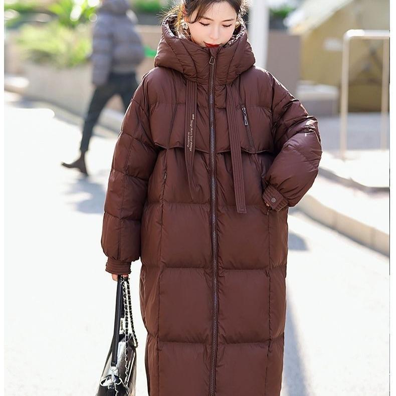 Lange Daunen-Baumwolljacke Winter Baumwolljacke Locker Knielanger Mantel Gepolsterte Jacke Dicke Baumwolljacke