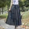 Gonna estiva in stile etnico, in cotone e lino, stile bohémien, stile streetwear Y2k, alla moda, lunga, da donna, casual, vintage, elegante