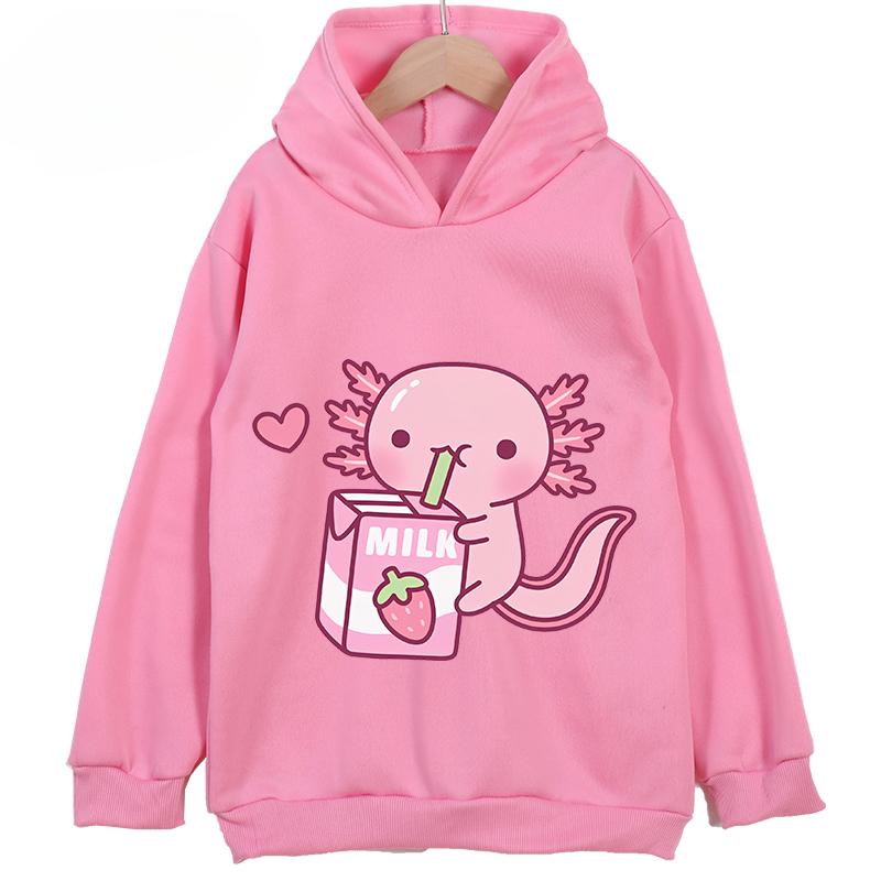 

Axolotl Printed Kidswear Classic Sportswear Pink Kids New Hoodies Suitable Boys Girls 110