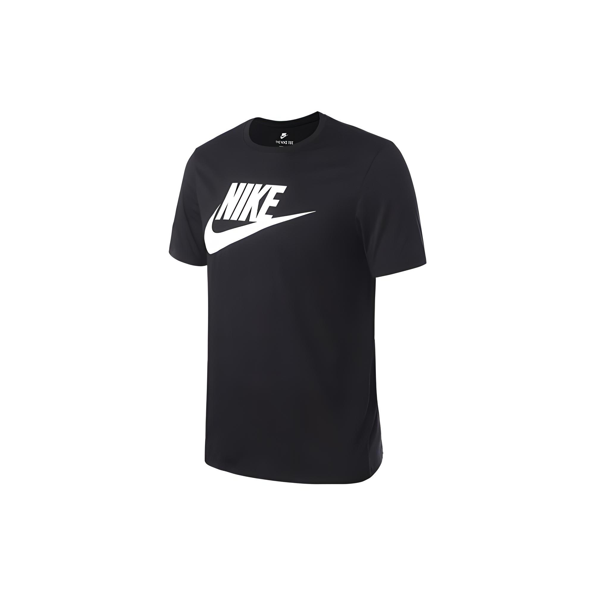 Men s Nike Large Logo Printing Round Neck Short Sleeve Black T-Shirt 940432-013 L