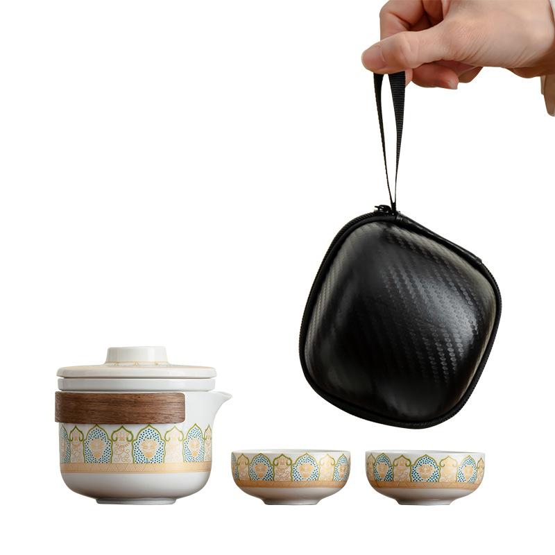 

Yanhe Guyun Портативный дорожный чайный набор Портативный чайник для кемпинга на открытом воздухе Один чайник Две чашки Чашка Куайк Крышка