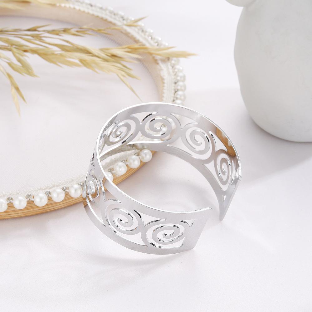 Handicraft Personality Punk Jewelry Spiral Pattern Hollow Opening Bracelet Tide Bracelet
