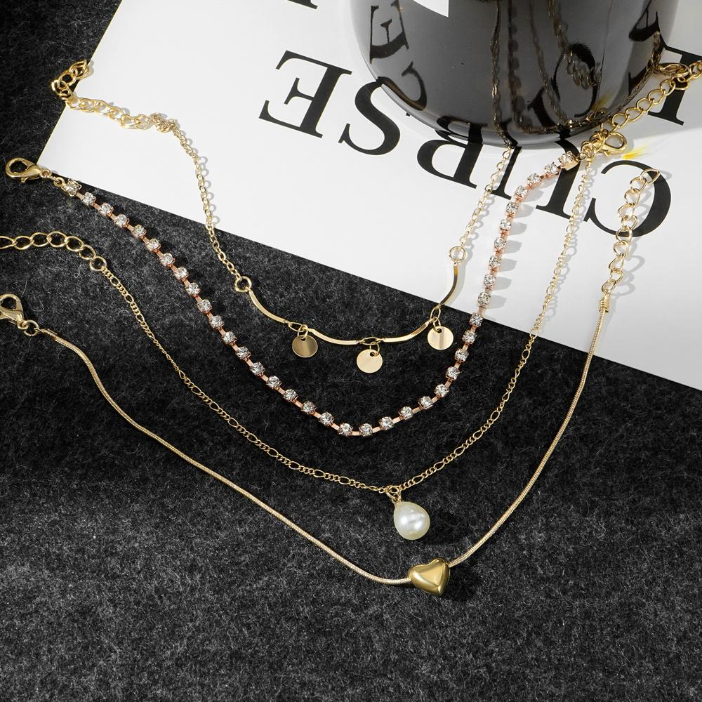 4dílná sada módních doplňků letní plážové barefoot sandály náramek kotník noha ženy