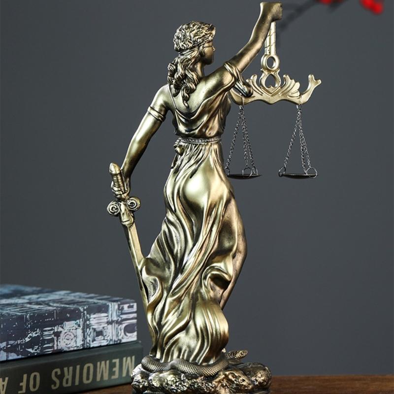 Escultura Diosa de la Justicia Dama de la Ley Vendada Figura de Resina Mujer de la Equidad Estatua con Balanza para Decoración de Abogados Regalo
