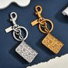 Kitty Vintage Metal Embossed Flower Compact Mirror Keychain For Elegant Bag Decor