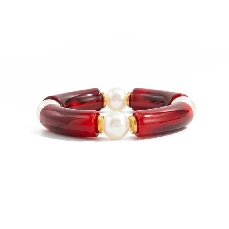Women Elastic Resin Bead Bracelet Artistic Marbled Comfort Fit Fashion Statement Bracelet Suitable for Various Event