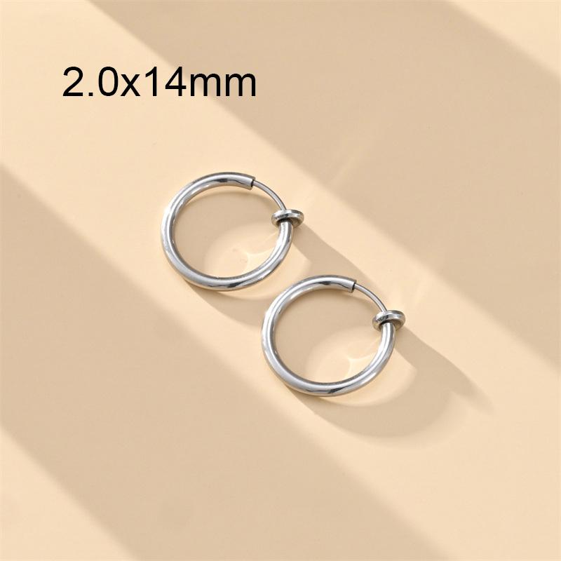 1 Pair Round Spring Ear Clip Earrings For Men/Women Stainless Steel Non-Pierced Painless Fake Earrings Classic Popular Jewelry