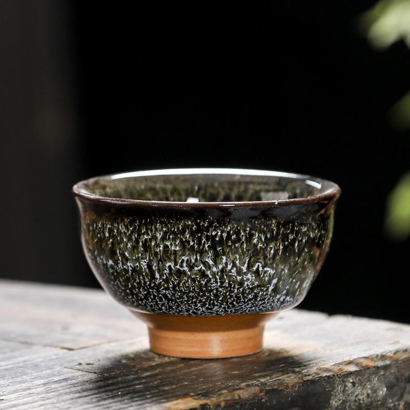 60ML Kiln Change Ceramic Teacup Temmoku Glaze Multicolor Porcelain Kung Fu Cups Pottery Japanese Master Cup Drinkware