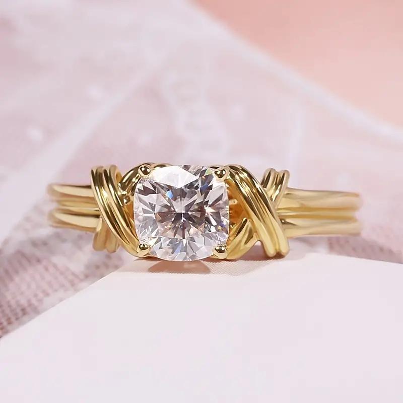 Huitan New Modern Fashion Design Women Rings with Round/Cushion Cubic Zircon Cross Shape Statement Wedding Bands Female Jewelry