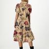 Womens Summer Dresses Short Sleeve Button Tie Waist Boho Flowy Maxi Dress