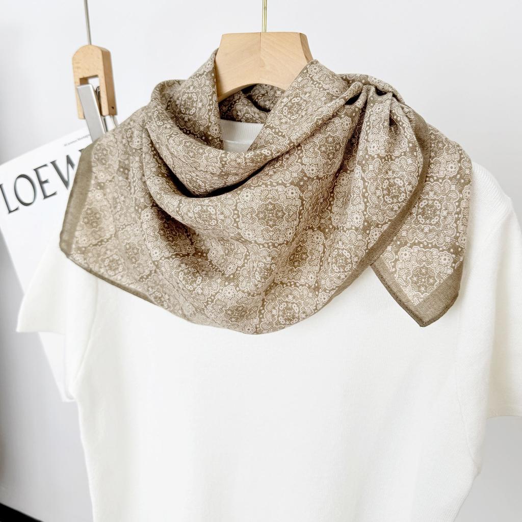 Ethnic Style Retro Checkered Printed Square Scarves Cross-border Fashionable Women's Design Clothing Matching 70 Wholesale