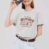 Oat Gray Short Sleeve T-shirt for Women 2025 Summer New Arrival Loose Niche Design Pure Cotton White Shoulder Half Sleeve Fashion
