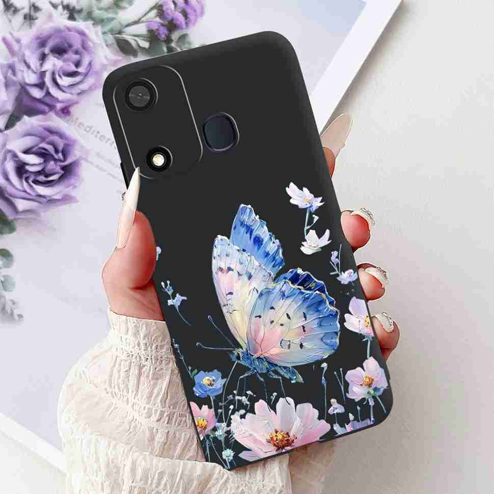 Fashion Butterfly For Itel A27 A27 Case Soft TPU Silicone Black Cover For Itel A27 ITEL P17 Luxury Flower Protective Casing Bags
