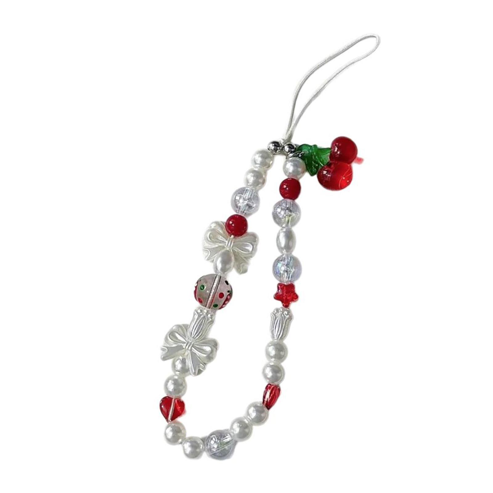 

Милые жемчужины бисерная камера цепочка браслет подвеска вишневый телефон подвеска для телефона сумка брелок аксессуары вишневый стиль