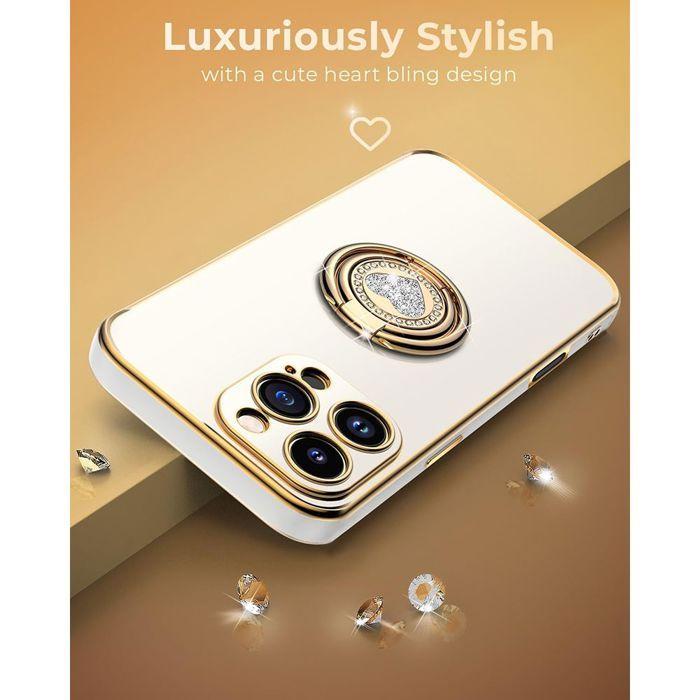 Coque de Protection - BOOLING - pour iPhone 17 - Silicone Souple Antichoc avec Anneau et Cordon - Blanc