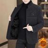 Herren Winter 2026 Wollmantel mit Stehkragen und Samtbesatz