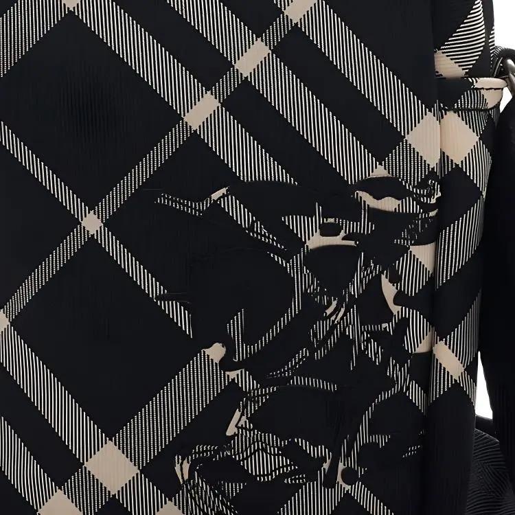 Burberry Adjustable Strap Zipper Closure Polyester Phone Case Men's Black with White Plain Fabric Accents