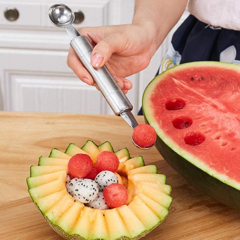 Fruit Spoon Digging Double Headed Stainless Steel Portable Multifunctional Melon Baller Scoop DIY Fruit Platter Ball Tool TMZ 4