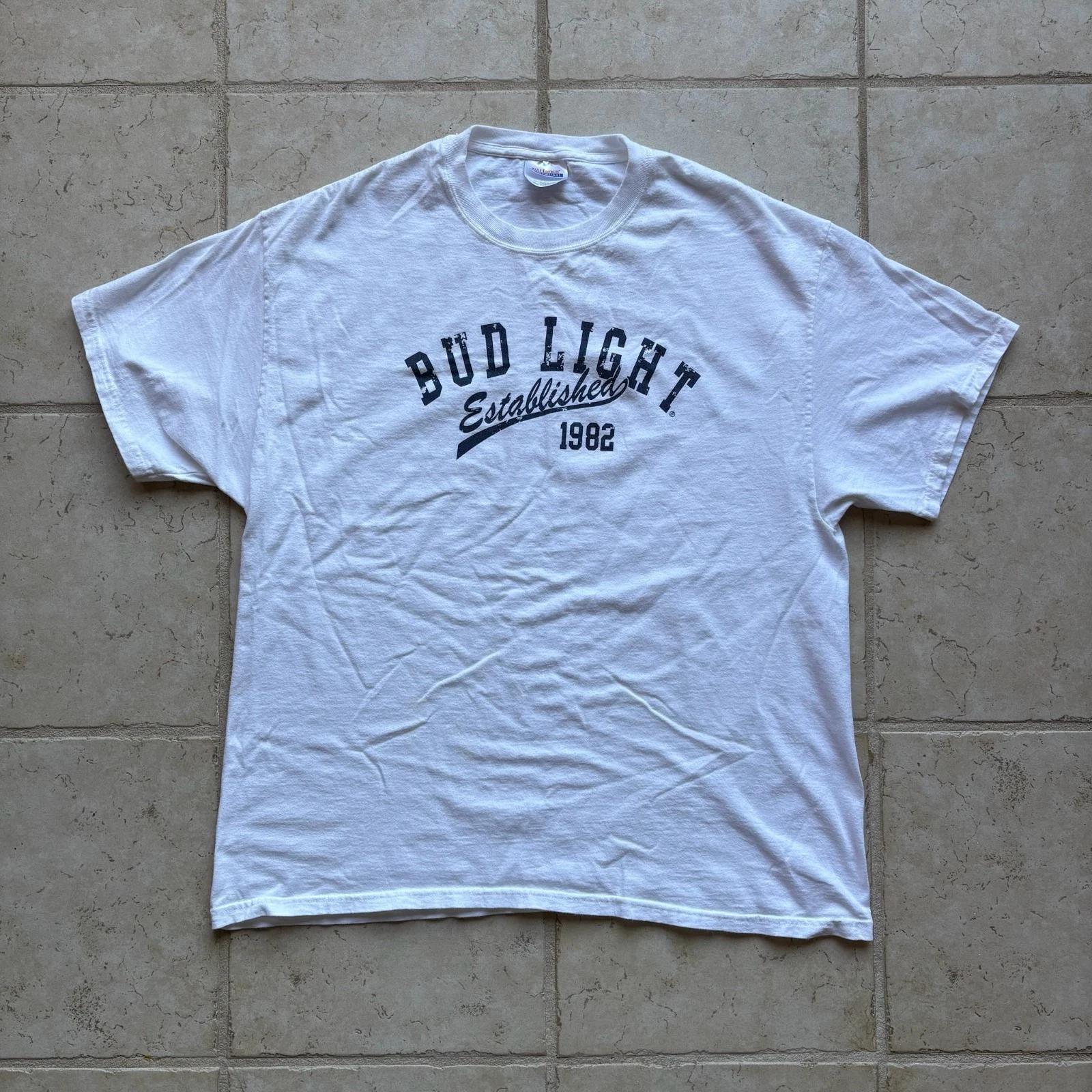 Y2K / Vintage 2000 s  Bud Light Established 1982  Promo Graphic T Shirt Size XL 2XL