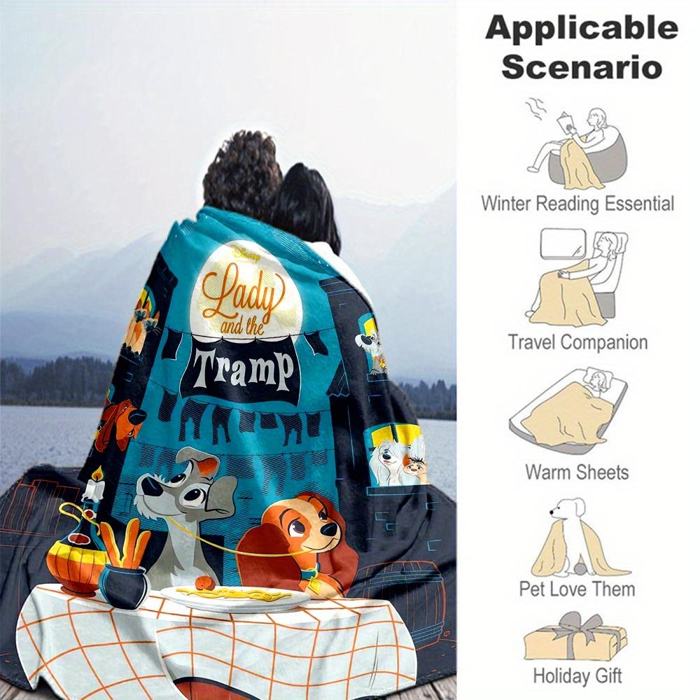1pc, Disney Lady and the Tramp Blanket, Throw Blankets for Friend, Living Room, Travel, Camping