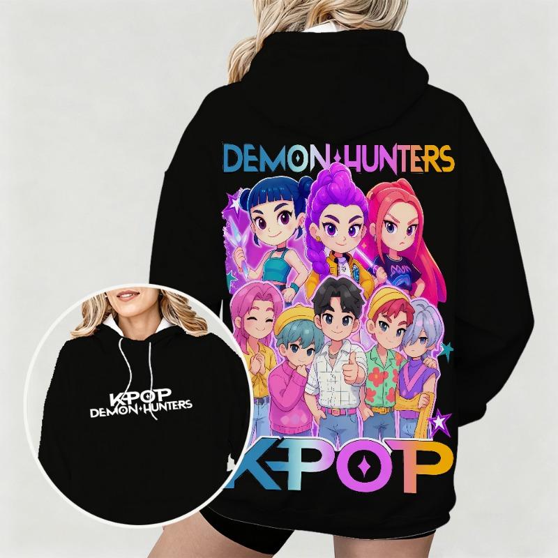 K-pop Охотники на демонов Весна и Осень Женское худи Красочный аниме-персонаж Принт Уличная одежда Детская модная толстовка 100 1760₽