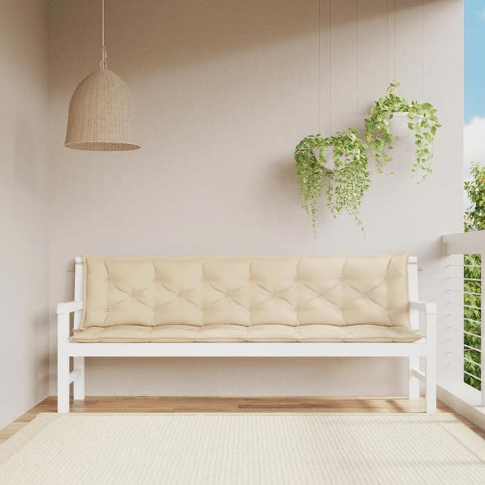 VidaXL Lot de 2 Coussins de Banc de Jardin, Revêtement de Banc avec Jeux de Cordes, Coussin d'Extérieur Imperméable, Beige 361738