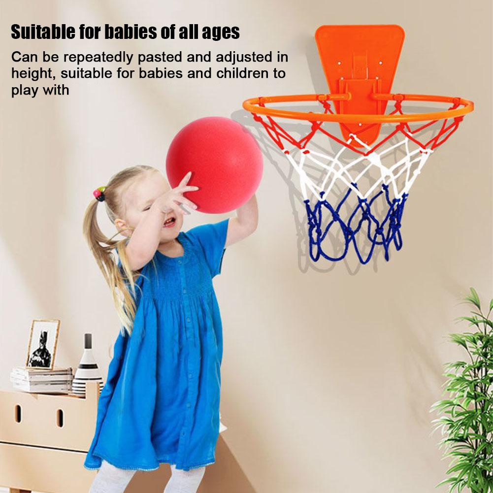 1set Indoor Safety Funny Game Kids Mini Home Exercise Basketball Hoop Set Wall Frame Stand Lifting Basket Hanging Backboard