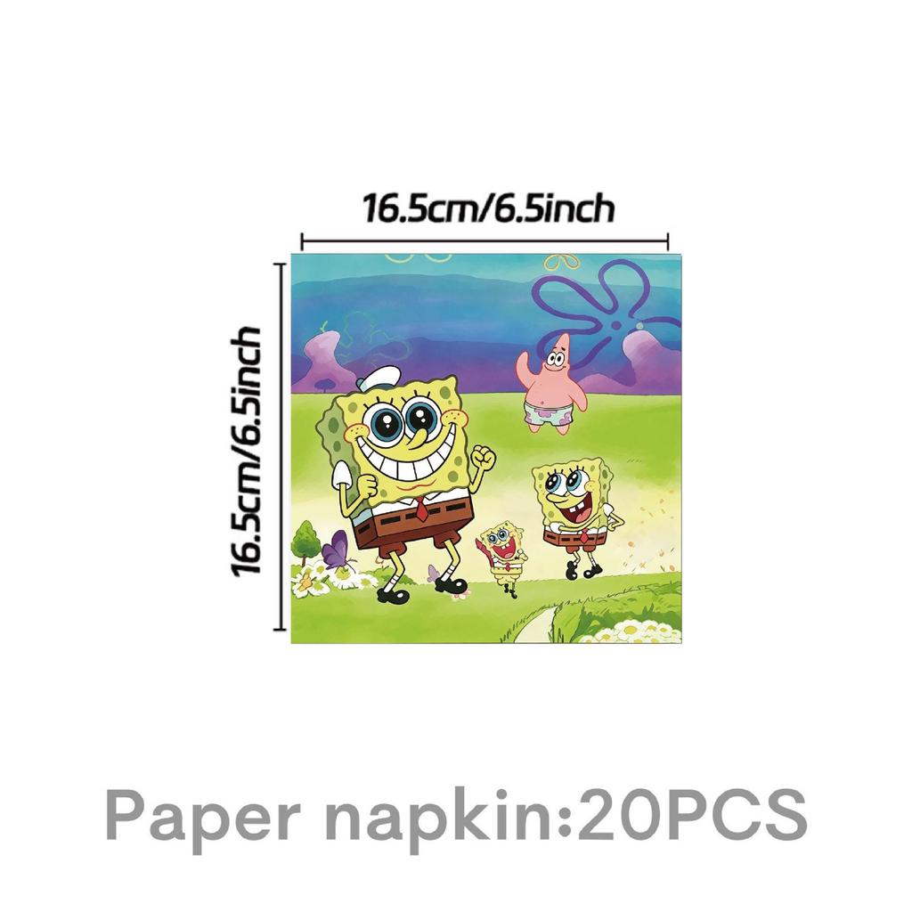 SpongeBob Birthday Party Disposable Tableware Set: Plates, Cups, Napkins, Cartoon Decorations for Girls