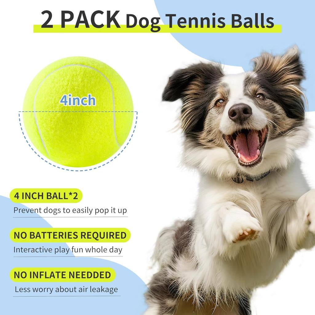 susu & wuwu Tennis Ball for Dog,Giant Large Tennis Ball for Outdoor Play Dogs, 4 inch Big Tennis Ball Dog Toy for Pet Birthday Gifts, Dog Toy Balls